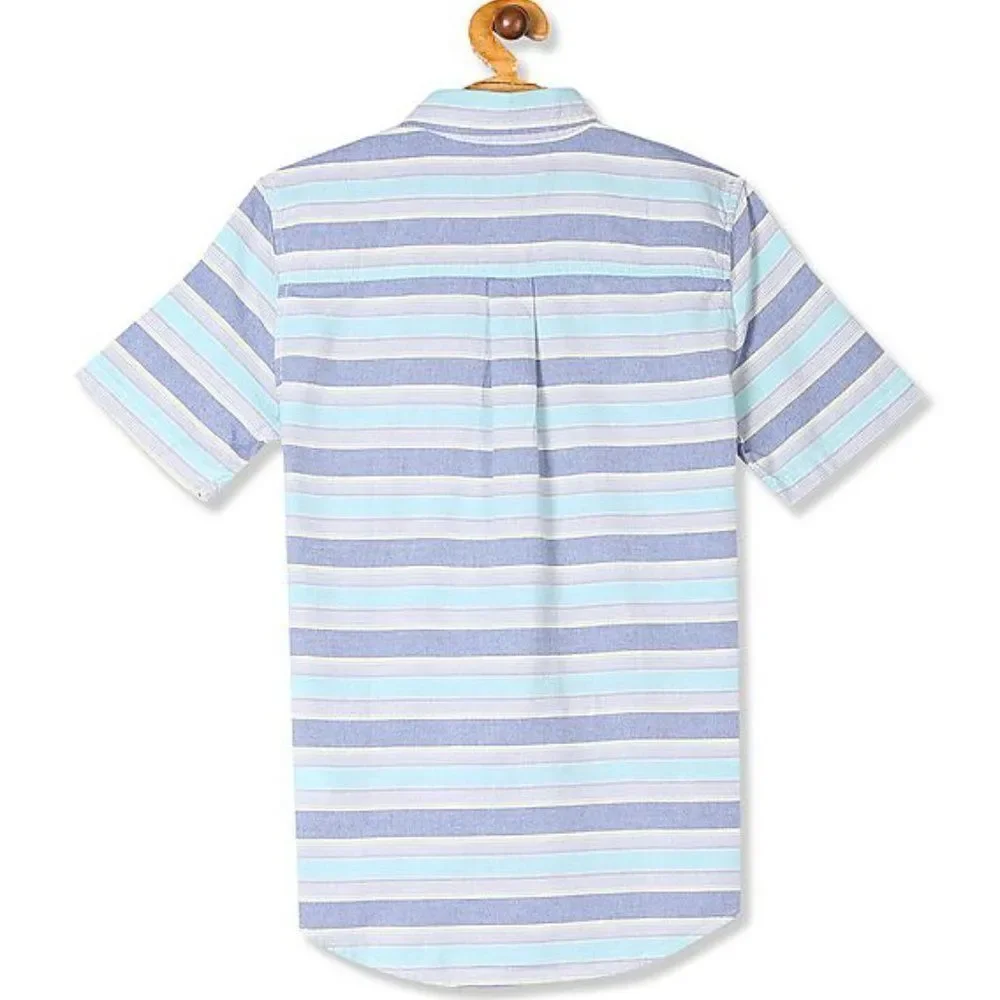 The Children's Place boy Short Sleeve Striped Chambray Button Down Shirt…